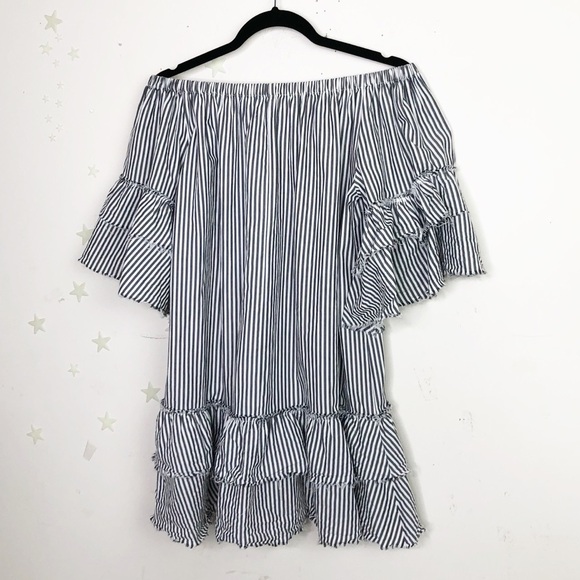 Zara off the shoulder striped tunic dress - Picture 11 of 12